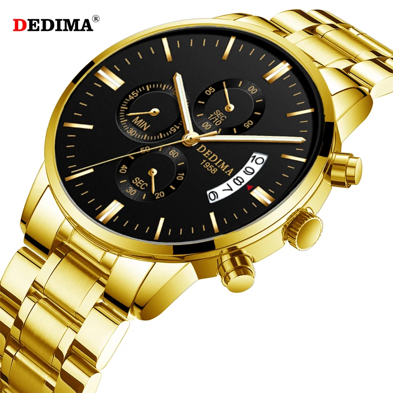 

DEDIMA Casual Sport Watches for Men Fashion Luxury Military Leather Wrist Watch Man Clock Fashion Chronograph Wristwatch
