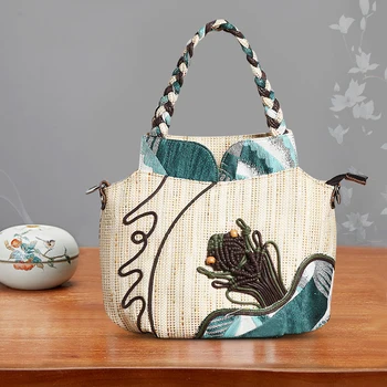

Women Handbag Chinese Style Cheongsam Weave Bohemia Ethnic Vintage Elegant Shopping Fashion Party Clutch Bags Totes for Girl