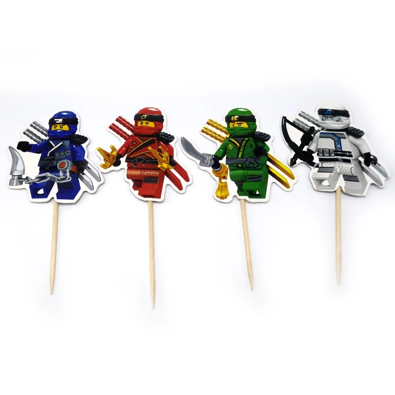 

24Pcs/lot Hot Cartoon Legoing Ninjago Cupcake Topper Picks Kids Birthday Party Decorations Kids Party Favors Party Decoration