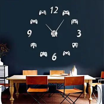 

Video Game Controllers DIY Large Wall watch Game Decor Modern Design Freamless Giant Wall Clock Game Boys E-sports wall clock