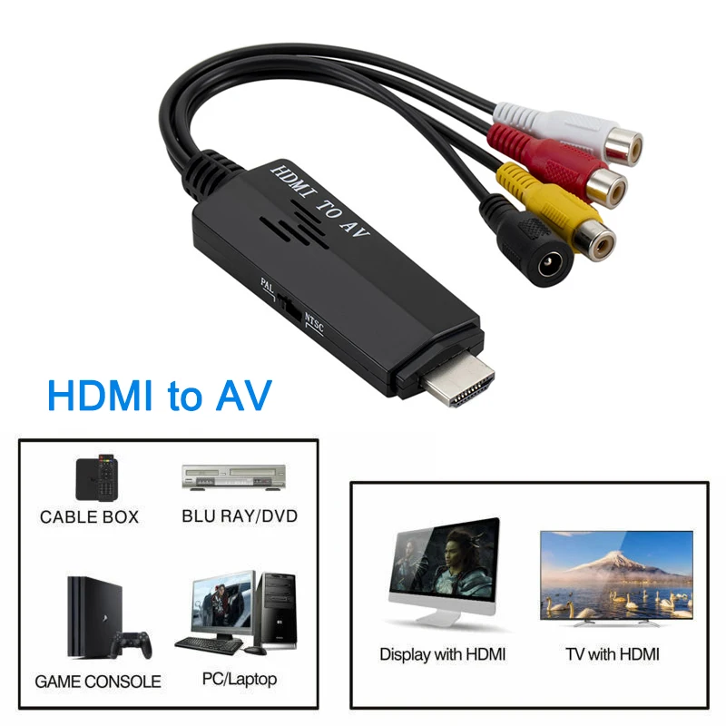 HDMI папа в AV Женский адаптер кабель конвертер для ТВ VHS Видеомагнитофон DVD