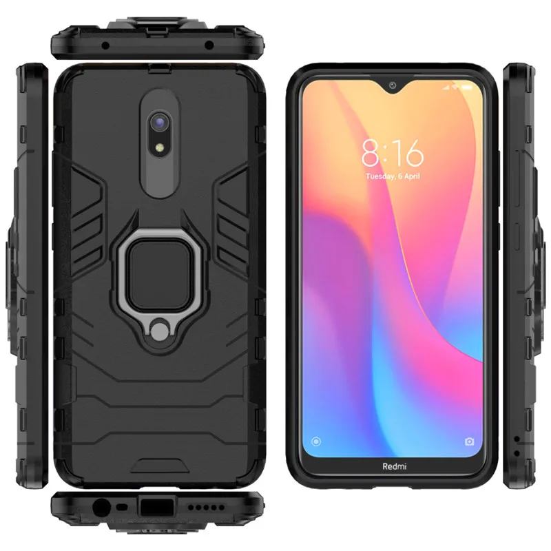 Для Xiaomi Redmi 8 8A чехол, роскошная броня, Мягкий противоударный чехол с магнитным металлическим кольцом, автомобильный чехол-подставка для Redmi 8 A, чехол для телефона s