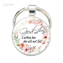 Церкви сувенир текстами и сюжетами из Библии и изображением Иисуса Христа металический брелок для ключей с «Молитва о душевном спокойствии» стеклянный подвесной брелок религиозные украшения подарки для Christian