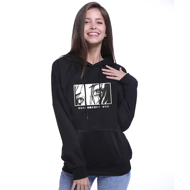 Femmes Japon Manga Hoodies Anime Dessin Animé Imprimé Sweats à Capuche Goth Femme Pull Pull à Capuche Haut