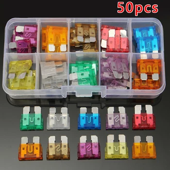 

50Pcs Medium Blade Fuses Assortment Kit Auto Car Truck Motor 10 Values 3A~40A Boxed Fuses ATO Fuse