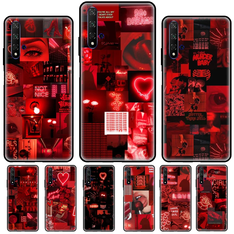 Чехол с красным коллажем в эстетике для Huawei Nova 5T 2 3 2Z чехол Y5 Y6 2017 2018 Y9 Y7 2019 Y6P Y5P 2020 |
