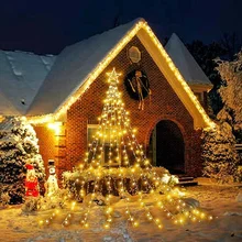 Christmas Star Fairy Solar Light Garden Decoration Outdoor Holiday Light EU/US Plug String Lights IP65 Waterproof Fairy Lamp