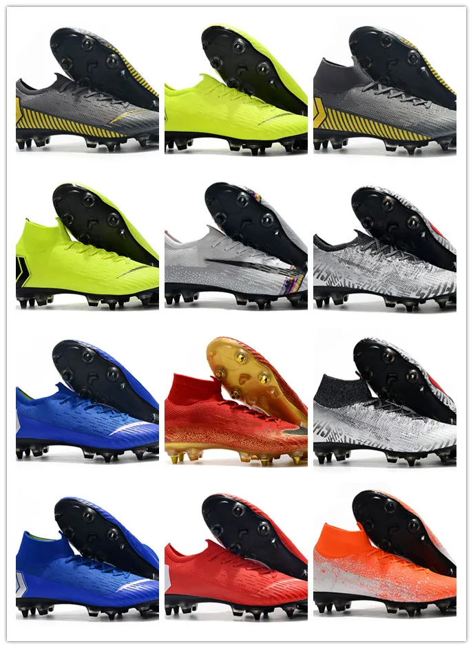 

2019 chaussures de football pour hommes Fury CR7 vapeurs mercuriales XII VII élite FG crampons de football en plein air bottes d