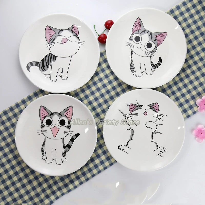 Cute cat Cartoon Dessert Spaghetti plate Ceramic soup plate steak fruit dish Child dishes Porcelain Tableware Platter China