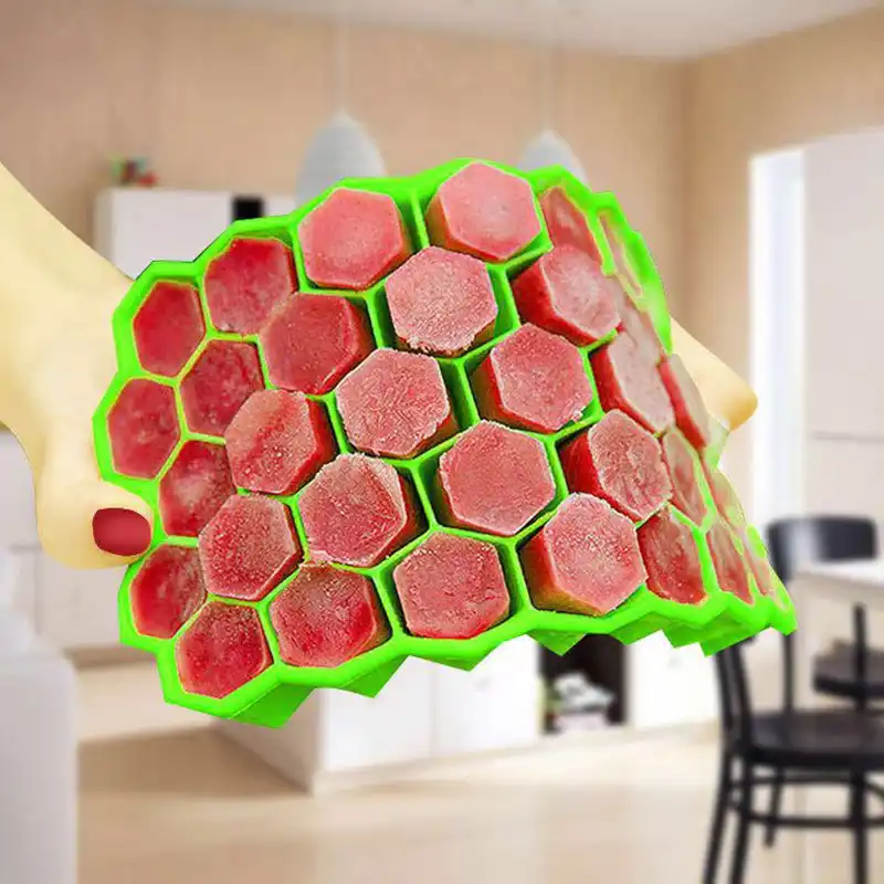 Kitchen Honeycomb Ice Cube Tray 37 Cubes Silicone Ice Cube Maker ...