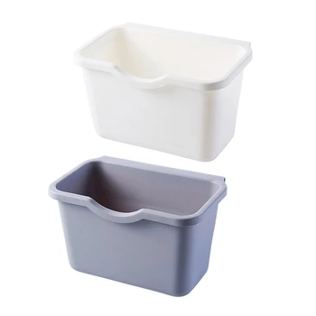 

2x Kitchen Hanging Trash Can Door Bathroom Without Cover Household Plastic Storage Bucket White/Gray Plastic