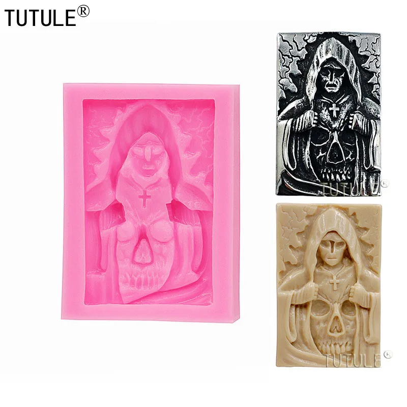 Dark Wizard Skull Silicone Mold Day of the dead Halloween Pirate Jewelry skull silicone mould polymer clay resin mold | Дом и сад