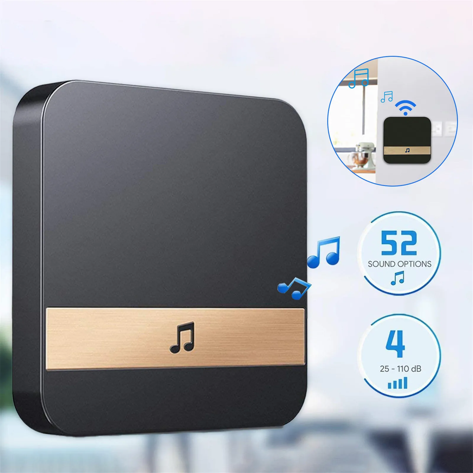 Timbre de bienvenida inalámbrico para el hogar, timbre de puerta inteligente, inalámbrico, Visual, máquina de Dingdong para interior, timbre enchufable