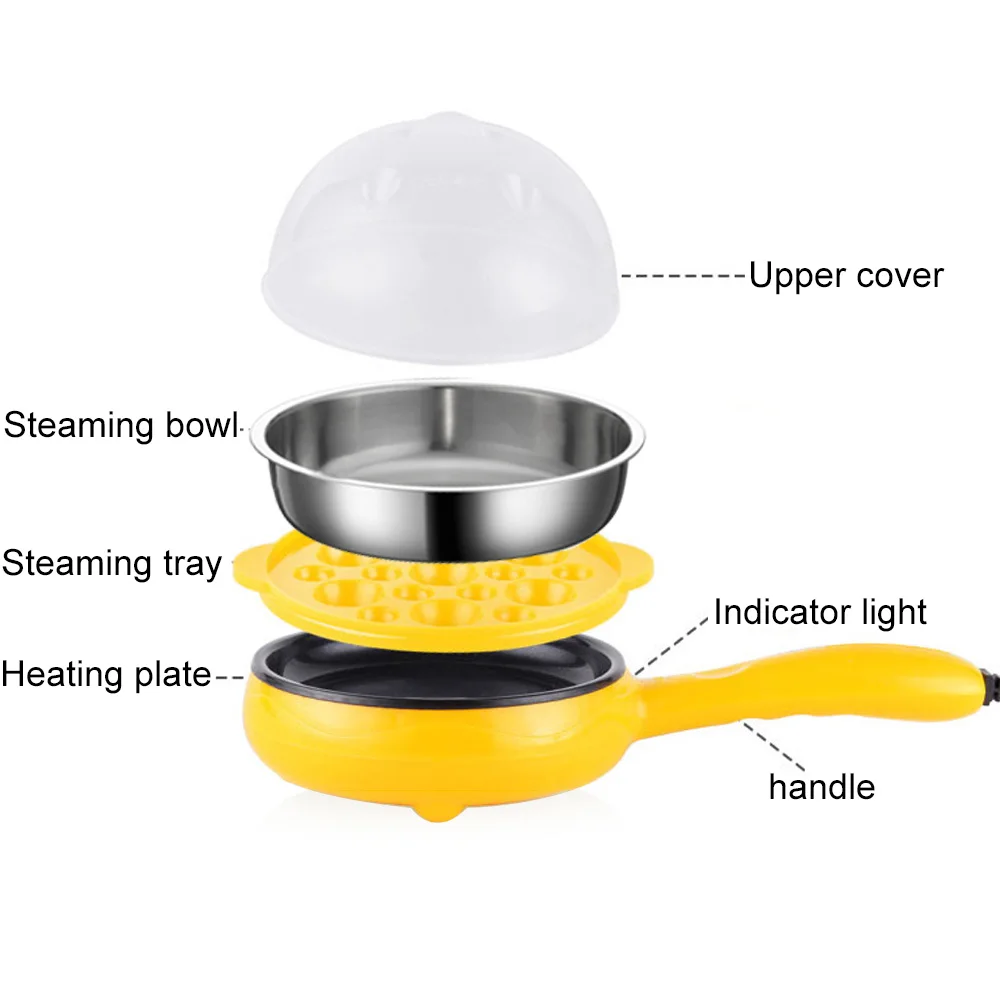 Electric Frying Pan 220V Water Heater Fryers Pot Multifunction Egg Cooker Boiler Cooking Equipment 2 in 1 Portable