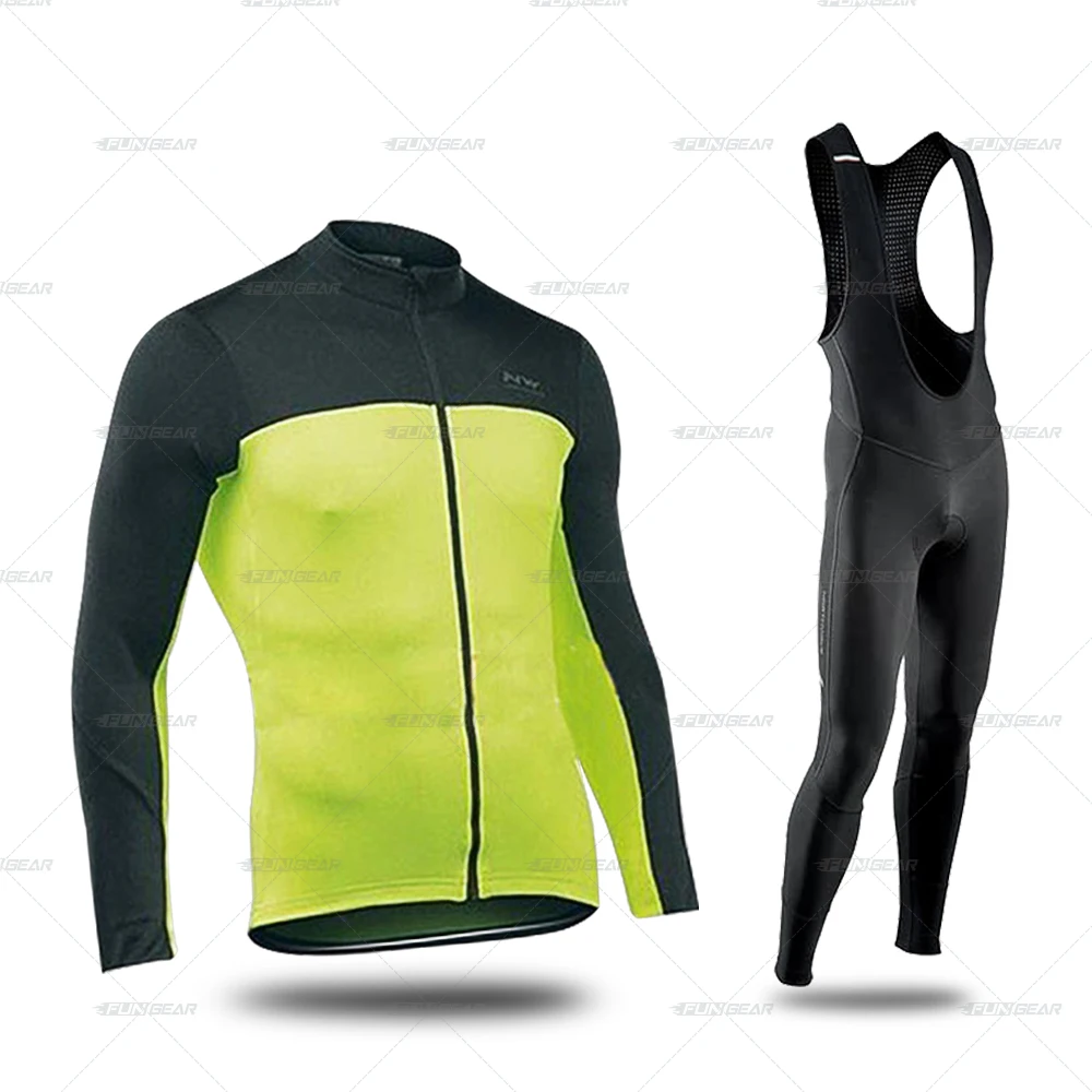 Bib Cycling Set Одежда с длинным рукавом MTB Джерси для велоспорта Northwave дышащий Майо велосипедная форма комбинезон Ropa Ciclismo Одежда для велосипеда - Цвет: Bib Cycling Set