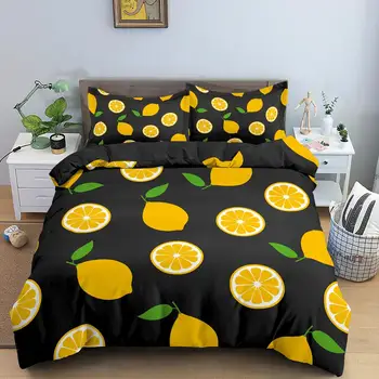 

3D Fruit Bedding Set Orange/Avocado Duvet Cover With Pillowcase Quilt Cover Queen King Bed Linens Kids Boy Home Pillowcase