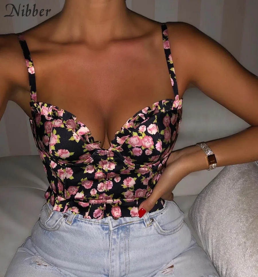 Nibber Bohemia basic crop tops Женская сорочка Осенняя Сексуальная Низкая-вырез boho Топы с принтом mujer тонкая Мягкая безрукавка рубашки