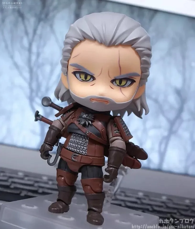 

10CM Q version Witcher-ed 3 Wild Hunt 907 # Geralt White Wolf Geralt PVC Action Figures Model Toys Gift Doll