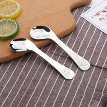 Горячая, детская ложка из нержавеющей стали с изображением собаки из мультфильма для малышей, принадлежности для обучения кормлению