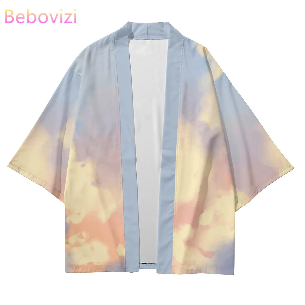 Plus Size XXS-6XL Cloud Print Loose Japanese Streetwear Cardigan Women Men Harajuku Haori Cosplay Kimono Top