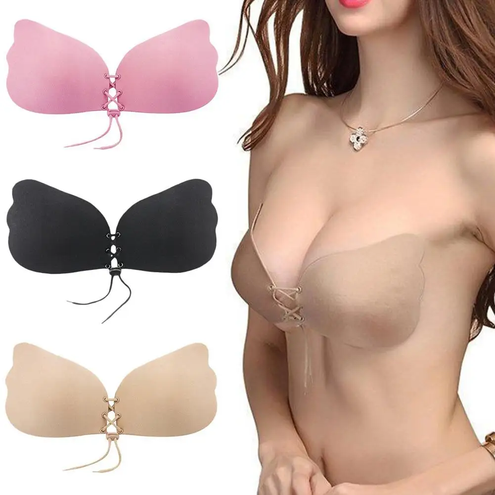 

2019 Women Push Up Adhesive Boob Lift Nipple Cover Bandage Closure Strapless Silicone Invisible Freedom Bra Breast Lift Tape