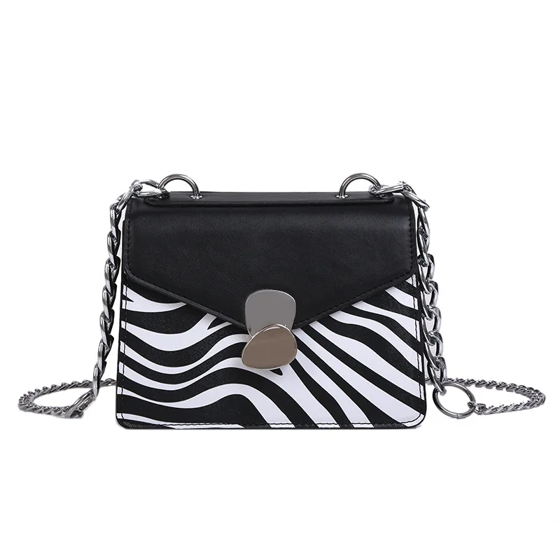 

Women's Bag 2019 Korean Version of Popular Zebra Chain Bag Women Slung A Small Bag Fashion Shoulder Messenger Bag