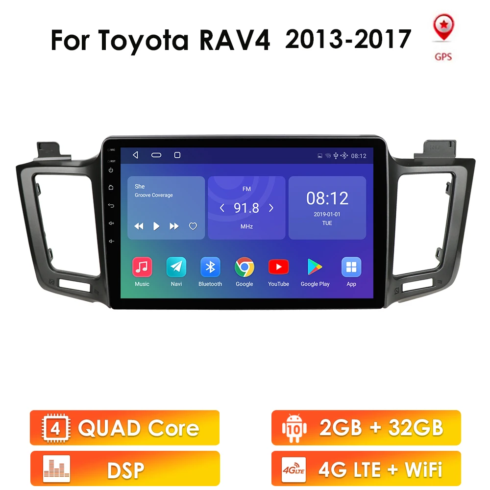 2 ГБ + 32 Android 10 Din Автомобильный радиоплеер для Toyota RAV4 2013 2014 2015 2016 2017 RAV 4 GPS навигация