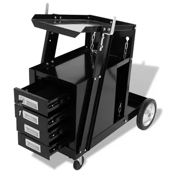 

vidaXL Welding Cart with 4 Drawers Black storing your welding tools