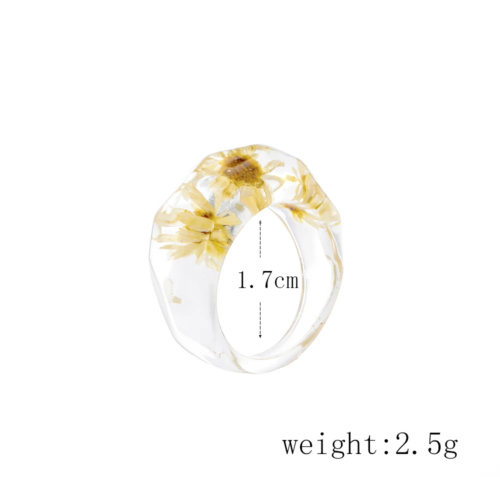 Finger ring Lost Lady Fashion Transparent Chunky Epoxy Resin Rings Cute Multicolor Dried Flower Finger Rings for Women Party Jewelry Gifts