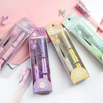

1Set Kawaii Starry Sky Fountain Pen Cute High Quality Ink Pen Witn Ink Sac For Gifts Writing School Office Supplies