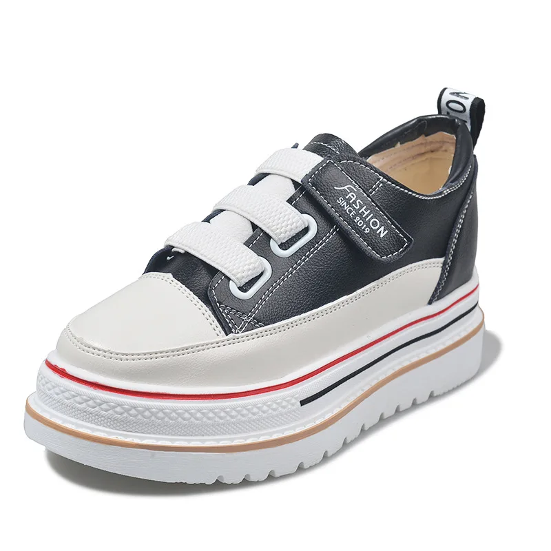 

White Shoes Women's 8653 Autumn New Style Korean-style Thick Bottomed Casual Board Shoes Versatile Online Celebrity Velcro Eleva