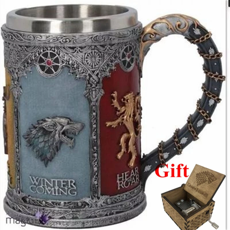 Nuez asqueroso Ceniza Taza de cerveza Juego de tronos Stark & Tully & Targaryen & Lannister &  Baratheon Acero inoxidable resina taza de café tazas|Tazas| - AliExpress