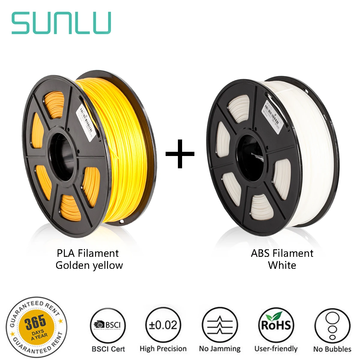 

SUNLU PLA ABS 3D Printer Filament 1.75mm 1kg sell with PLA Lightgold and ABS White for 3D prinitng