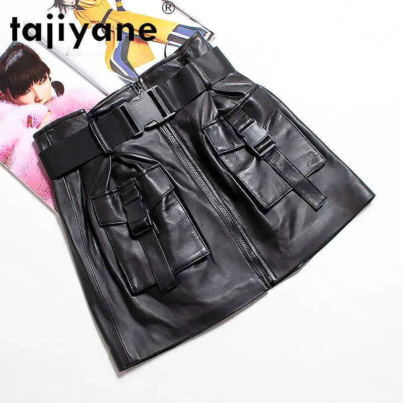

Tajiyane Korean Fashion Mini Skirts for Women 100% Sheepskin Leather Skirt Black Skirt Spring Summer 2021 Jupe Femme Pph4727