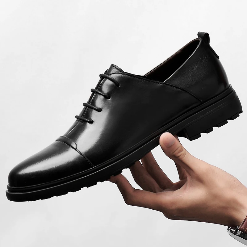 Genuine cow leather brogue business Wedding shoes men casual flat shoes vintage handmade oxford shoes for men black brown autumn