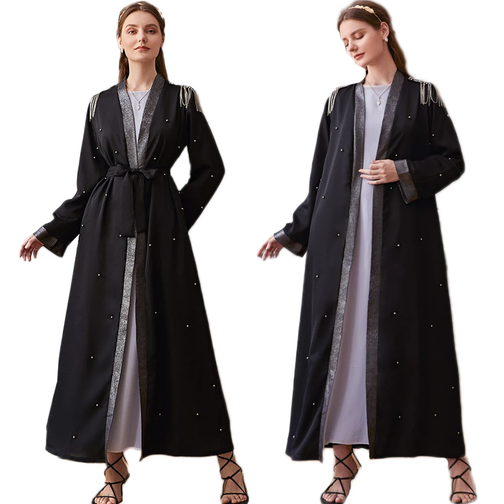 Роскошное Рамадан Abaya Дубай открытый кимоно Jilbab Kaftan женское платье женская