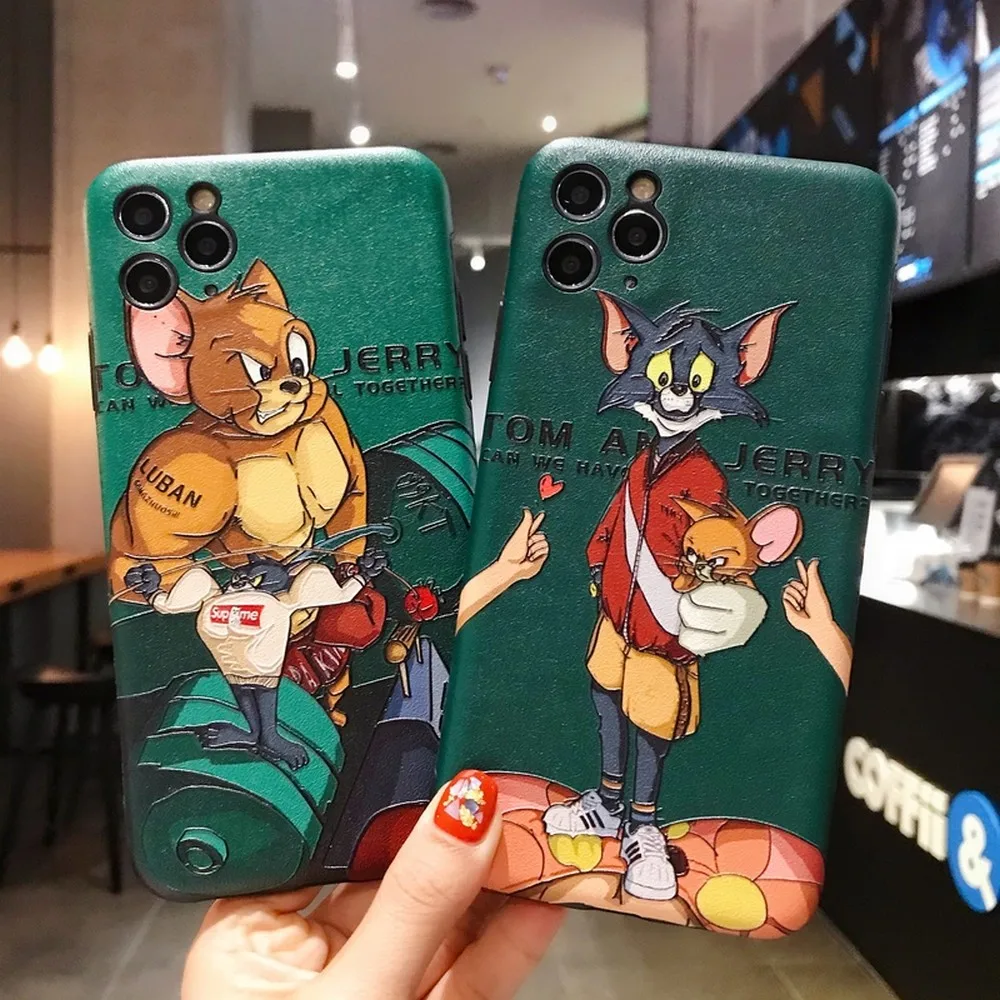 

Cartoon cat and mouse foriPhone 11 11promax x XR XS Max 7plus 8plus 7 8 6 6s plus waterproof and dustproof Mobile phone shell