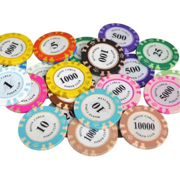 

25pcs/lot Clay Material Casino Texas Poker Chip Set Metal Coins Crown Monte Carlo Chips Poker Club Accessories