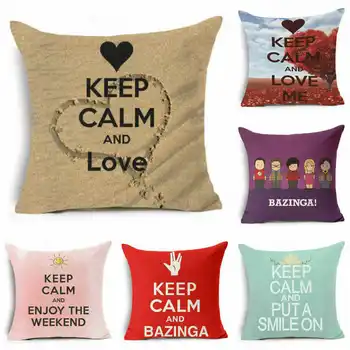 

"Keep Clam "Letter Pattern Cotton Linen Pillowcase for Home Office Sofa Seat Decor Textile Throw Printed Pillow Cover 18"