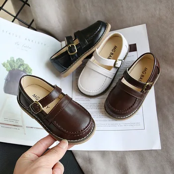 

Princess Leather Shoes New Children's Soft Bottom Non-slip All-match Single White Shoe Kid's Performance Comfortable Flats 21-30