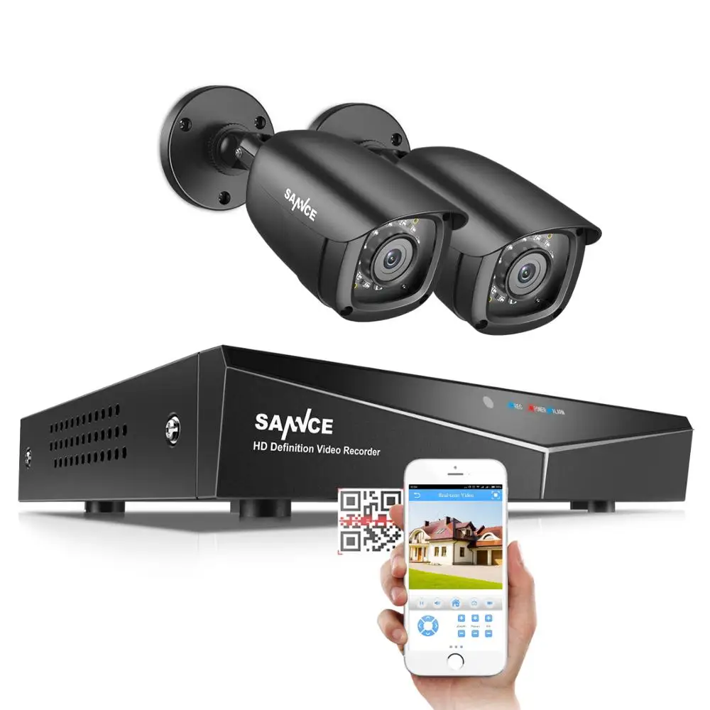 SANNCE 4CH 1080P CCTV система 1080N 5в1 HDMI DVR с 2 шт/4 шт наружная Водонепроницаемая камера домашний комплект видеонаблюдения - Цвет: 2 cameras