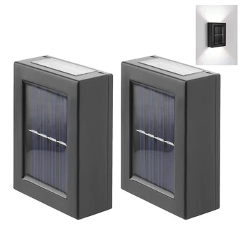 

2pcs Porch Solar Powered Wall Lamp Fence Landscape Decorative Light Courtyard Outdoor Garden Up Down Modern Exterior Waterfproof