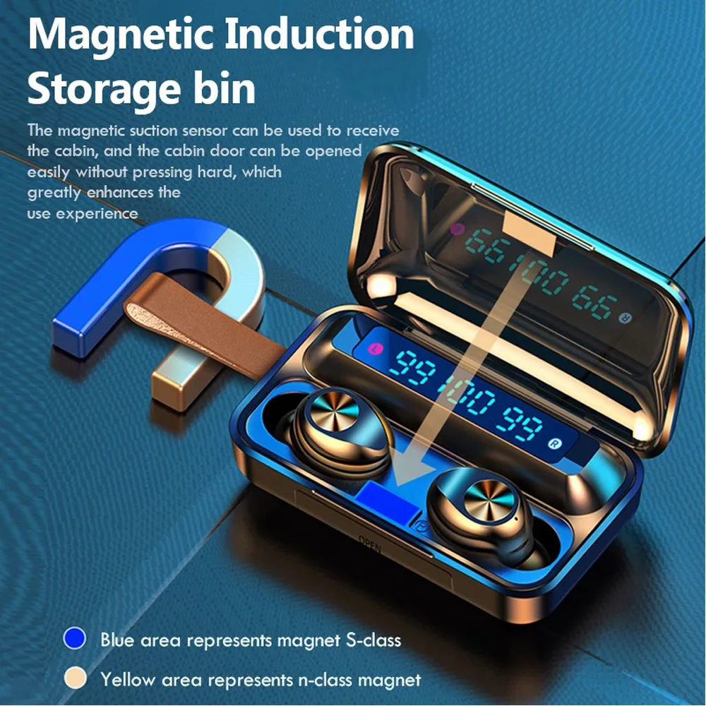 New TWS Bluetooth 5 0 Touch Control Wireless Earphones Stereo Headphones Waterproof Sports True Wireless Earbuds with Microphone