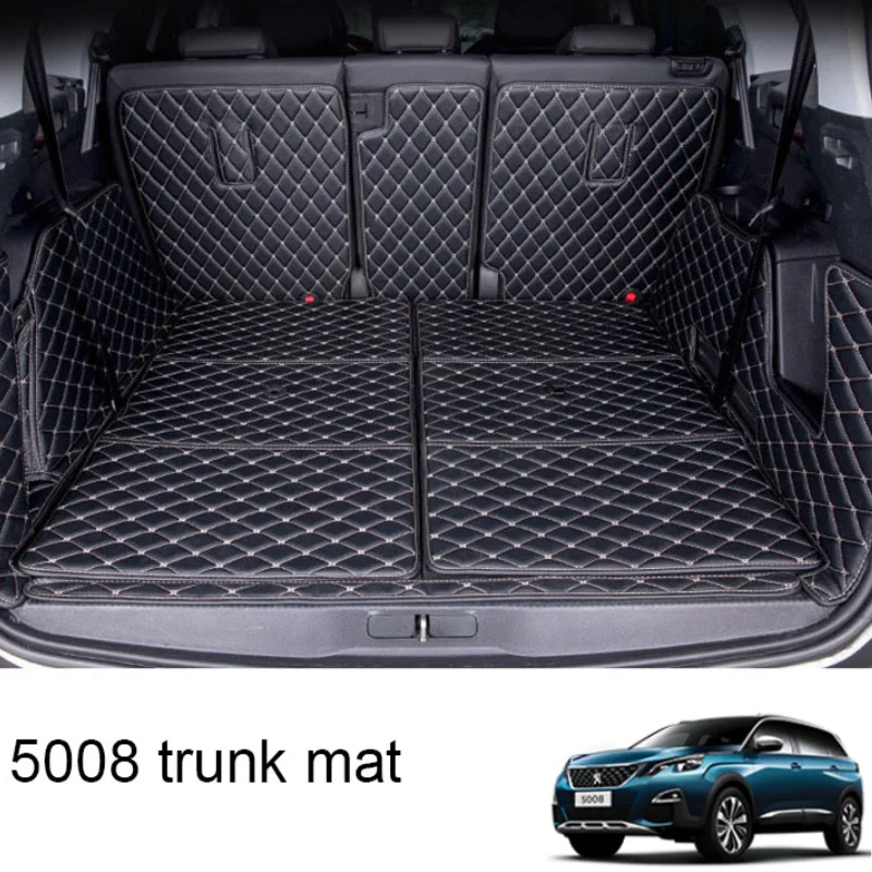 Кожаные багажнике автомобиля коврик для багажника для peugeot 5008 аксессуары 5 7 мест ковер чехлы