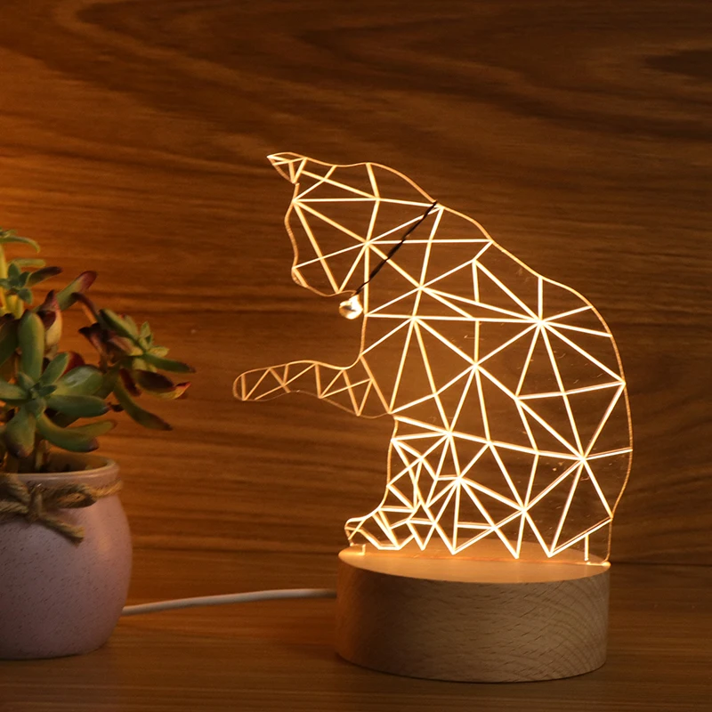 3D Светодиодная лампа Usb круглая кошка электрическая лампа кошка ночник на Amazon