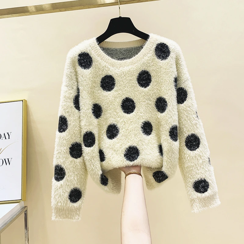 2020 Autumn and Winter Thick Polka Dot Mink Velvet