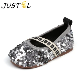 

JUSTSL Childrem Fashion Thin Shoes 2019 Autumn New Sequins Kids Princess Shoes Little Baby Girls Soft Bottom Dance Shoes