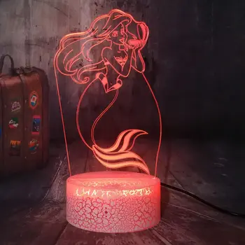 

Lovely Girl lamp Cute The Little Mermaid Princess 7 Color Changing 3D LED Baby Night Light Desk Lamp Bedroom Decor Xmas lamp Toy