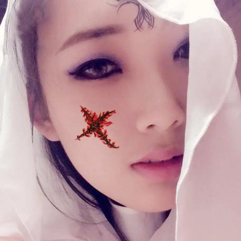 

Waterproof Glitter Tattoo Stickers Halloween Tatto Scare Arm Fake Sticker Scar Blood Design Temporary Tattoo Sticker