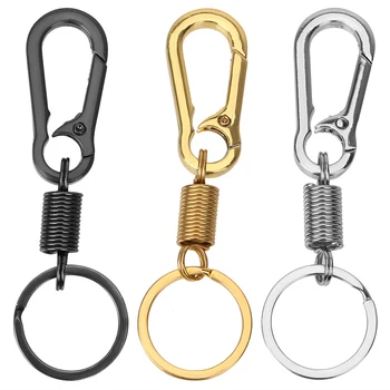 

LEEPEE Stainless Steel Belt Clip Loop Men Fashion Interior Accessories Car Keychain Key Ring Metal Key Chain Spring Gourd Buckle